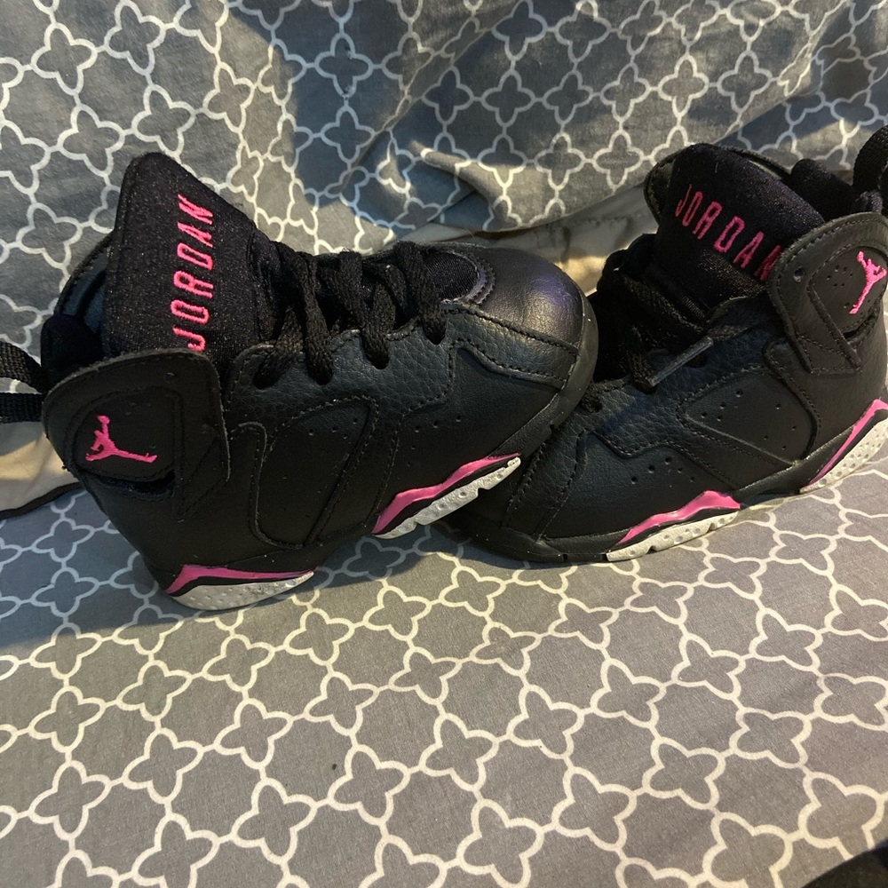 Black, Hot Pink & White Retro Jordan’s #7’s
